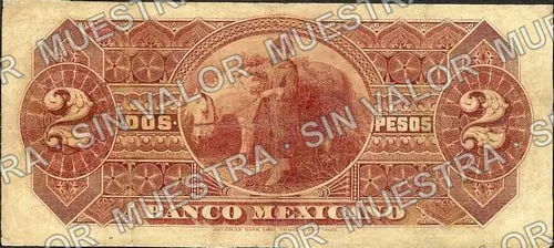 2 pesos, Banco Mexicano (M121), reverso