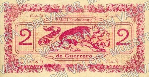 2 pesos, Banco Revolucionario de Guerrero (M1850), M1850a $2 Banco Revolucionario de Guerrero, reverso