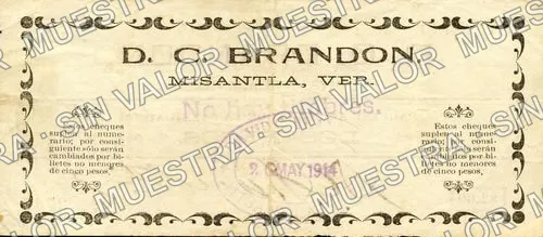 2 pesos, D. C. Brandon (M4026), reverso