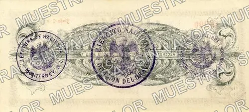 2 pesos, División del Bravo (M3323), reverso