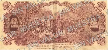 2 pesos, Gobierno Preconstitucional (M877), M877 $2 Gobierno Preconstitucional, reverso