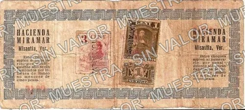 2 pesos, Hacienda Miramar (M4047), M4047 $2 Hacienda Miramar, reverso