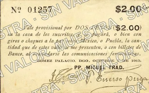 2 pesos, Miguel Trad (M1543), anverso