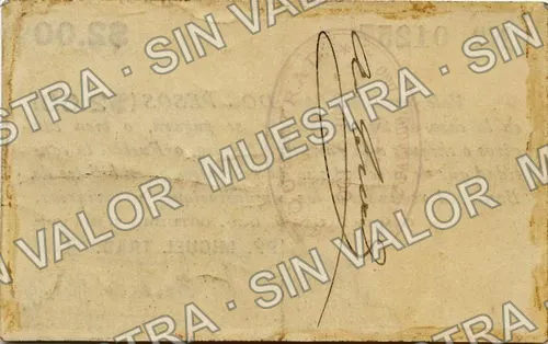 2 pesos, Miguel Trad (M1543), reverso