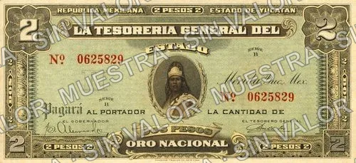 2 pesos, Tesorería General (M4133), M4133a $2 Tesorería General, anverso