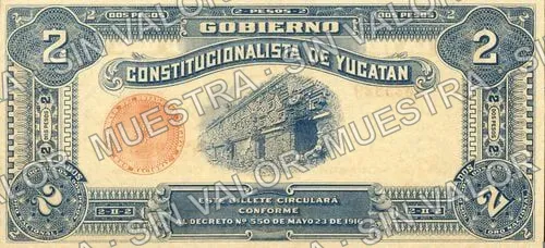 2 pesos, Tesorería General (M4133), M4133a $2 Tesorería General, reverso