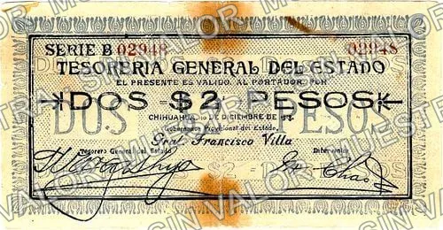 2 pesos, Tesorería General (M914), anverso