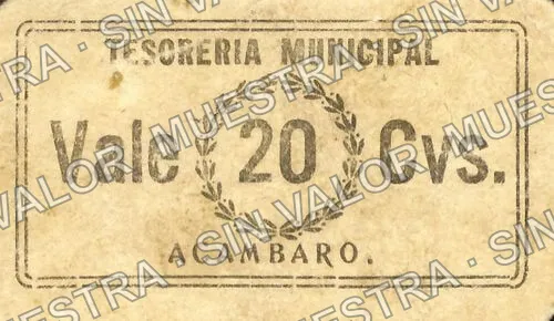 20 centavos, Acámbaro (M1596), reverso