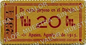 20 centavos, Apaseo (M1601), anverso