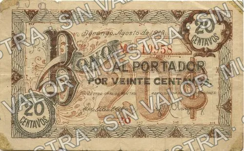 20 centavos, Asociación Durangueña (M1473), M1473 20c Asociación Durangueña, anverso