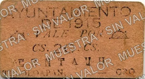 20 centavos, Ayuntamiento de 1915, Teloloapan (M1968), anverso