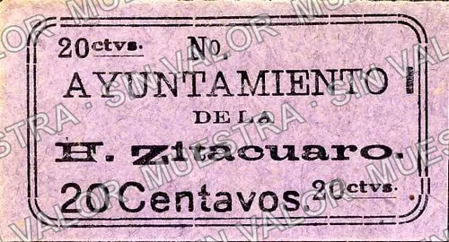 20 centavos, Ayuntamiento (M2953), M2953a 20c Ayuntamiento, anverso