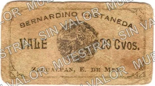 20 centavos, Bernardino Castañada (M2878), anverso