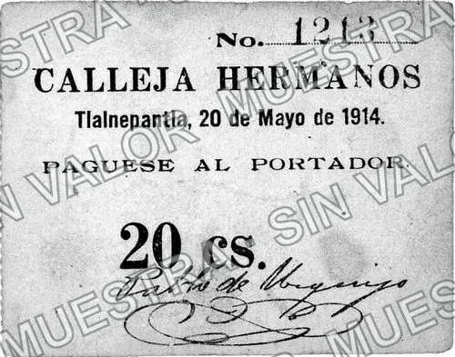 20 centavos, Calleja Hermanos (M2871), anverso