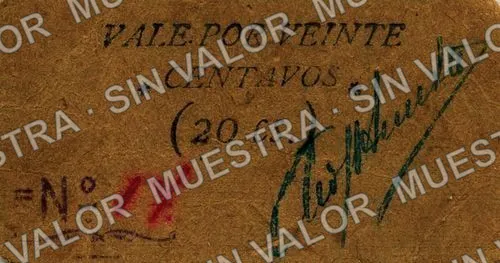 20 centavos, Cía. Minera "La Peña y Cazadores" (M2036), M2036 20c Cía. Minera "La Peña y Cazadores", anverso