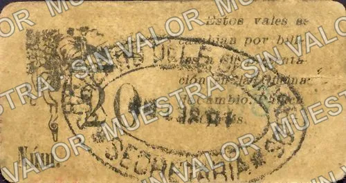 20 centavos, Circulación forzosa (M3212), reverso