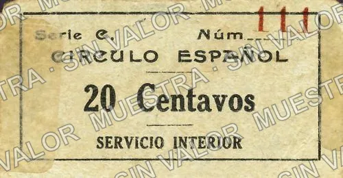20 centavos, Circulo Español (M3592), M3592 20c Circulo Español, anverso