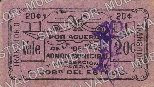 20 centavos, Ciudad González (M1622), M1622 20c Ciudad González, reverso