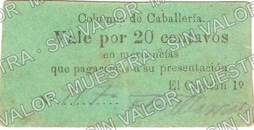 20 centavos, Columna de Caballería (M2288), anverso