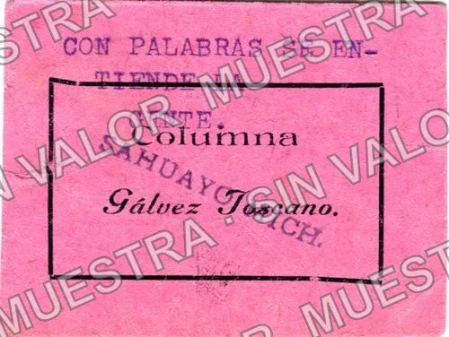 20 centavos, Columna Gálvez Toscano (M2898), reverso