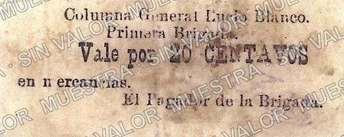 20 centavos, Columna General Lucio Blanco (M3901), M3901 20c Columna General Lucio Blanco, anverso