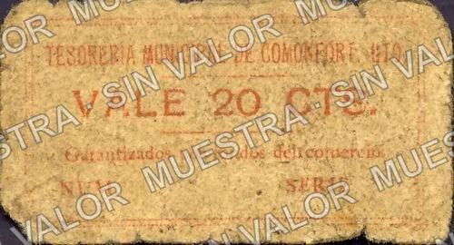 20 centavos, Comonfort (M1628), anverso