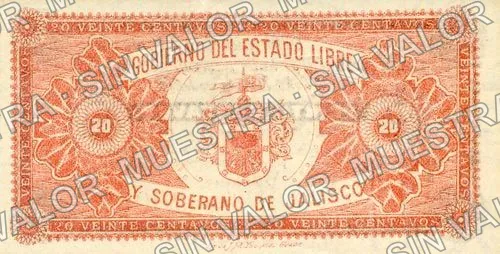20 centavos, Dirección Gral de Rentas (M2320), M2320a 20c Dirección Gral de Rentas, reverso