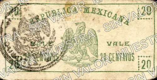 20 centavos, Distrito de Cuautla (M3189), reverso