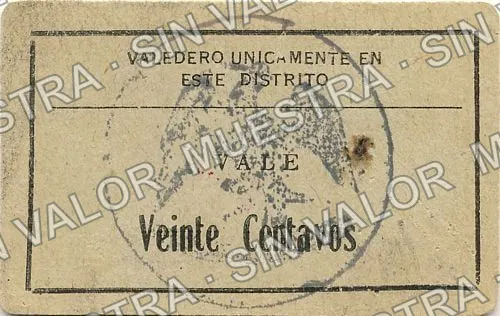 20 centavos, Distrito de Matamoros (M3560), reverso (M3560b 20c Distrito de Matamoros)