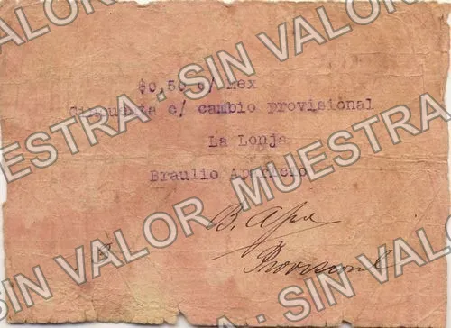 20 centavos, Eduardo J. Creel & Compañía (M4019), anverso (M4019 50c La Lonja)