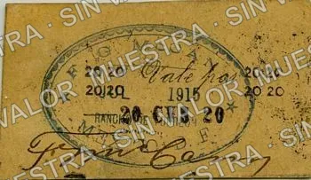 20 centavos, F. G. McCann (M1377), M1377 20c F. G. McCann, reverso