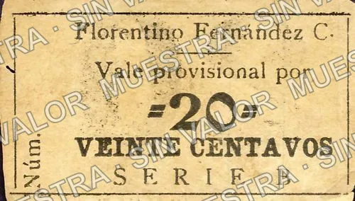 20 centavos, Floretino Fernández C (M2995), anverso