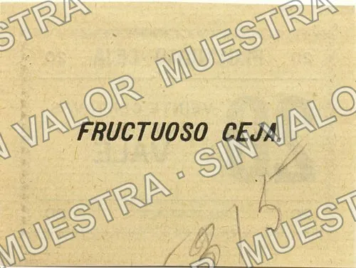 20 centavos, Fructuoso Ceja (M3049), M3049a 20c Fructuoso Ceja, reverso