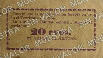 20 centavos, General Ernesto Damy (M3305), M3305 20c General Ernesto Damy, reverso