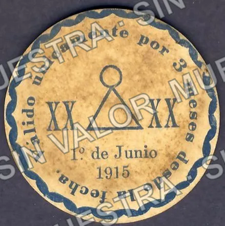 20 centavos, Hacienda de Huejotitan (M2531), M2531 20c Hacienda de Huejotitan, reverso