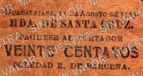 20 centavos, Hacienda de Santa Cruz (M2358), anverso