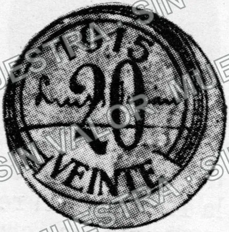 20 centavos, Hacienda Labor de Medina (M2608), M2608 20c Hacienda Labor de Medina, anverso