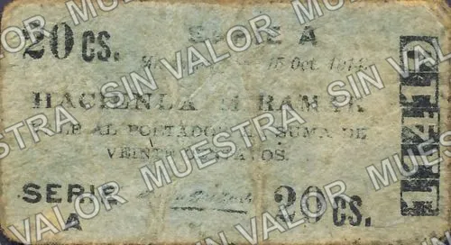 20 centavos, Hacienda Miramar (M4040), anverso