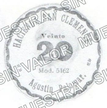 20 centavos, Hacienda San Clemente (M2592), anverso
