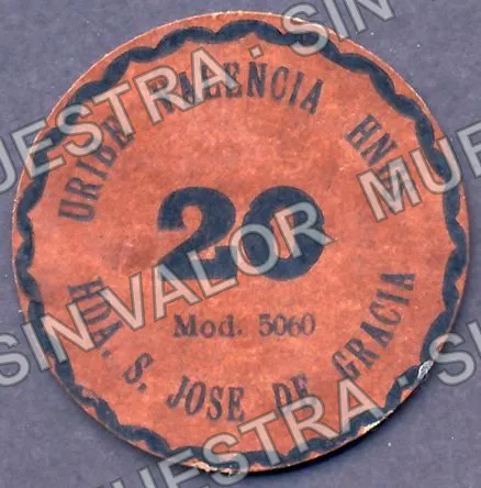 20 centavos, Hacienda San José de Gracia (M2712), anverso