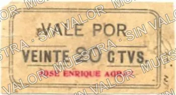 20 centavos, José Enrique Agraz (M2706), M2706 20c José Enrique Agraz, anverso
