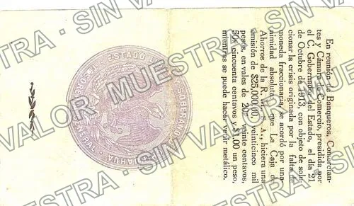 20 centavos, La Caja de Ahorros (M948), reverso