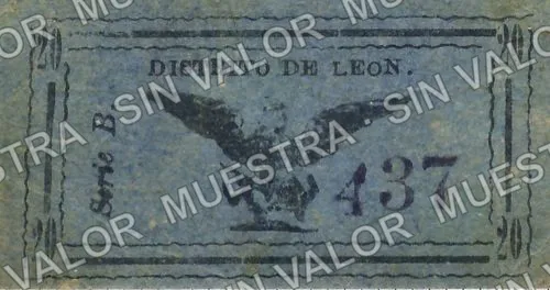 20 centavos, León simple circle around denomination (M1696), reverso