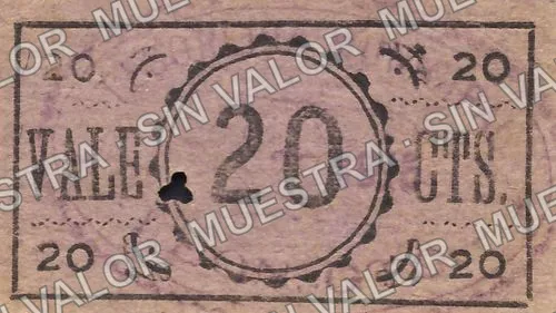 20 centavos, León simple circle around denomination (M1696), anverso (M1696c 20c León)