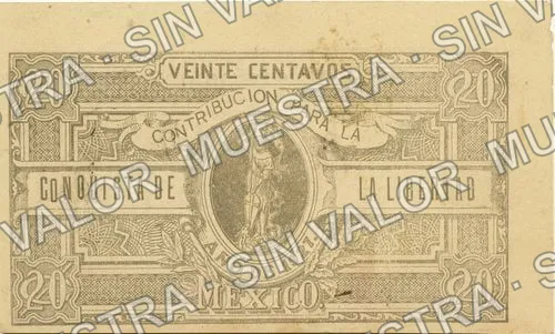 20 centavos, Liga Nacional Defensora de la Libertad Religiosa (M4361), M4361b 20c Liga Nacional Defensora de la Libertad Religiosa CONOUISTA, anverso