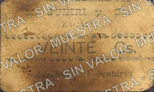 20 centavos, M. Zubiri y Cía (M3140), anverso