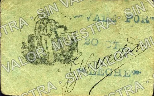 20 centavos, S. G. Cuellar (M3652), M3652 20c S. G. Cuellar, anverso