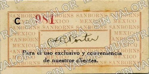 20 centavos, Sanborns (M1435), M1435 20c Sanborns, reverso