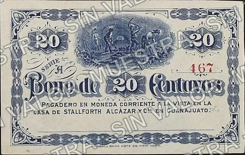 20 centavos, Stallforth, Alcazar (M721), anverso (M721r 20c Stallforth, Alcazar remainder)