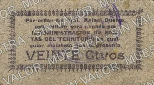 20 centavos, Territorio de Tepic (M3292), reverso